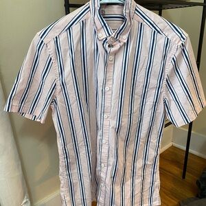 Men's Striped Button-Down Shirt - Pink and Blue